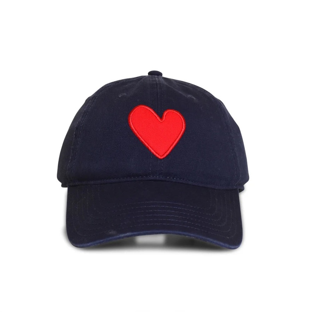 Kerri Roenthal Navy and Red Embroidered Imperfect Heart Hat